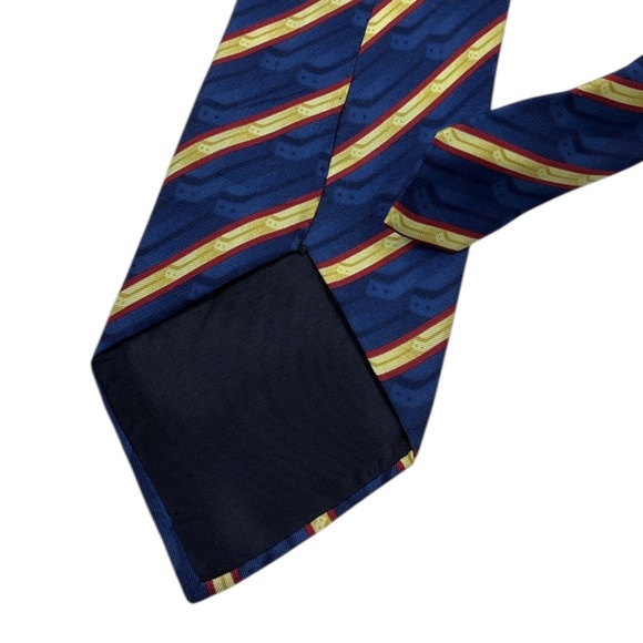GIVENCHY GENTLEMAN Blue/Gold Striped Geometric Silk LUXURY Tie ITALY - Picture 4 of 4